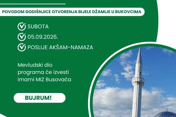 Mevlud povodom godišnjice otvorenja džamije u Bukovcima